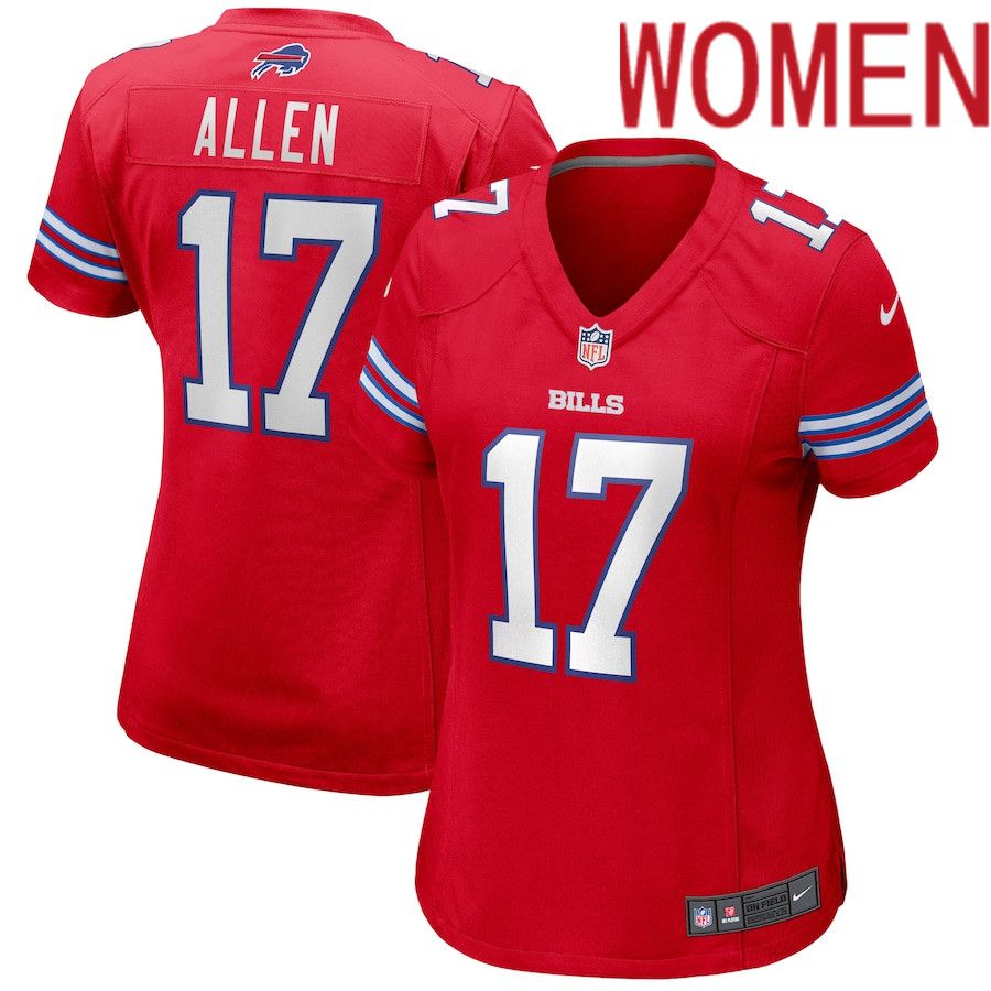 Women Buffalo Bills #17 Josh Allen Nike Red Alternate Game Player NFL Jersey->women nfl jersey->Women Jersey